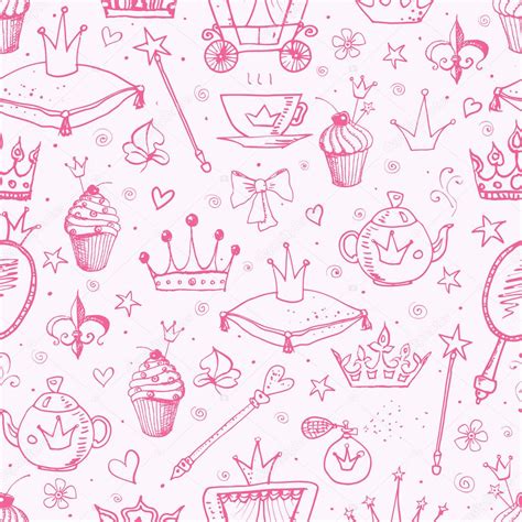 Pink seamless background with princess' accessories. ⬇ Vector Image by ...