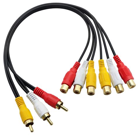 Gintooyun 3 Rca Male To 6 Rca Female Audio Video Splitter