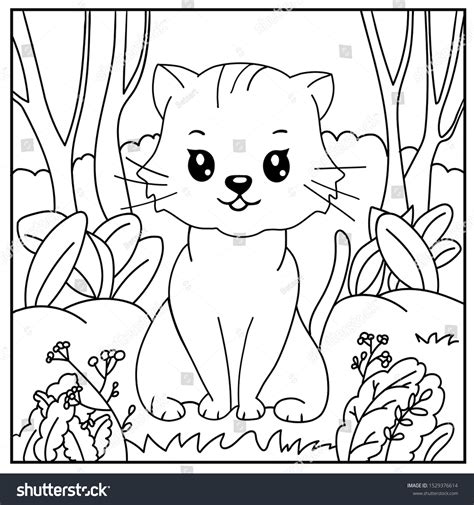 Children Coloring Page Cute Cat Kids Stock Vector (Royalty Free ...