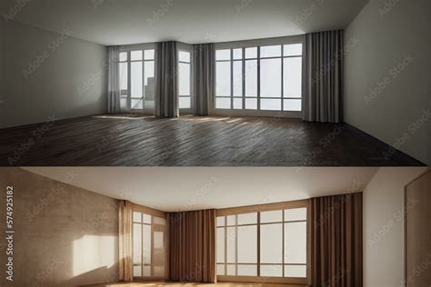 room before and after flat renovation -. Generative AI Stock ...