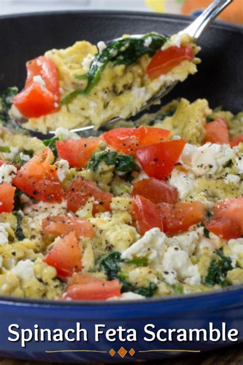 Spinach Feta Scramble Recipe Fresh Veggie Recipes Scrambled Eggs