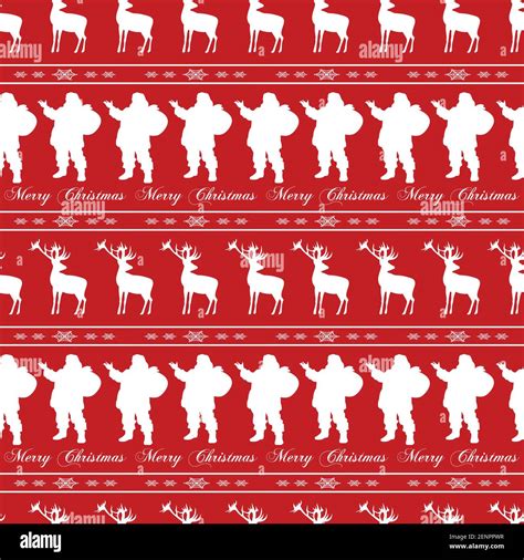 Christmas Seamless Pattern With Santa Snowflakes And Deers Vector