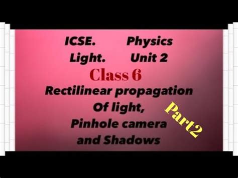 Light Rectilinear Propagation Of Light Pinhole Camera And Shadows