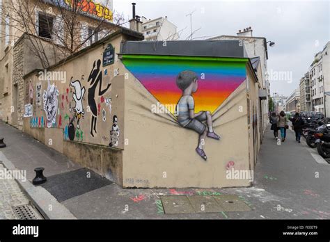 Street Art In La Butte Aux Cailles Paris Frankreich Stockfotografie