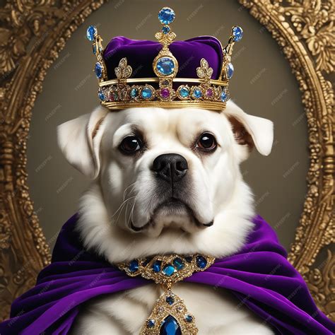 Premium AI Image | a dog wearing a crown and a crown with a gold crown.