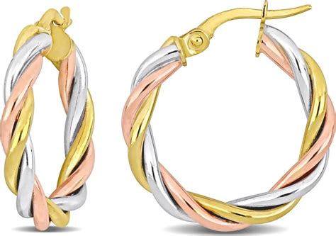 Mimi Max Mm Twisted Hoop Earrings In Tone Yellow Rose And White