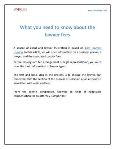 What you need to know about the lawyer fees by Athene Legal - Issuu