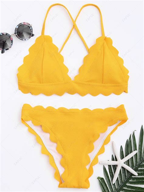 Scalloped Bikini Set In Yellow Zaful