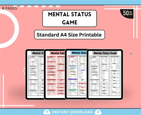 Mental Status Exam MSE Cheat Sheet Fillable Therapy Forms Intake