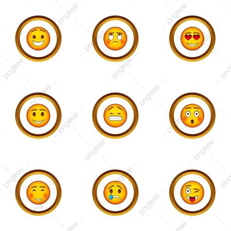 Gambar Set Ikon Smiley Yang Berbeda Obrolan Simbol Lucu Png Dan