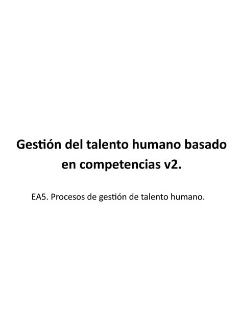 Ea Procesos De Gesti N De Talento Humano Ea Procesos De Gesti N