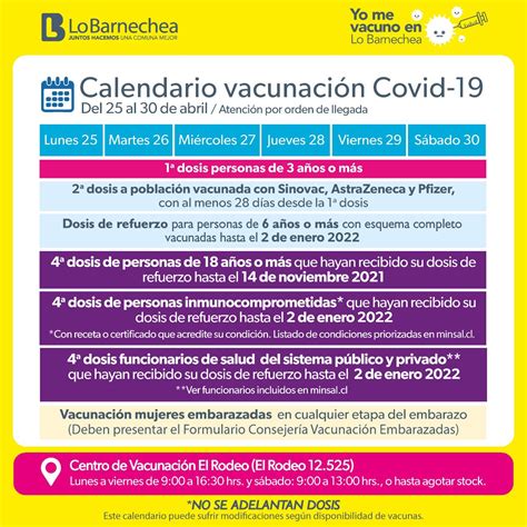 Lo Barnechea On Twitter Calendario Vacunaci N Porque Frente A