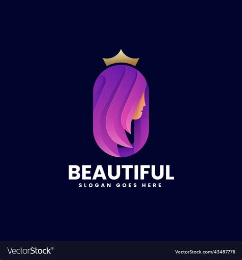 Logo Beautiful Woman Gradient Colorful Style Vector Image