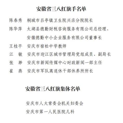 喜报 安庆六人两单位获评全省三八红旗手（集体） 澎湃号·政务 澎湃新闻 The Paper