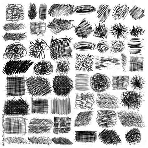 Vector Set Of Ink Lines Set Of Hand Drawn Textures Scribbles Of Pen