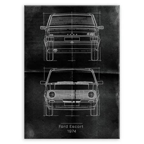 Plakat Metalowy Ford Escort Projekt Graphite L MURRANO