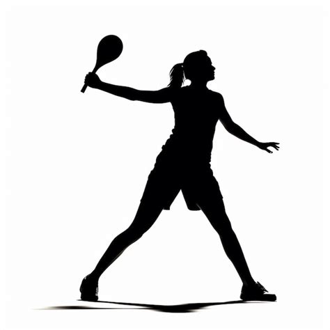 Silhouette Of A Woman Holding A Tennis Racquet And Ball Generative Ai