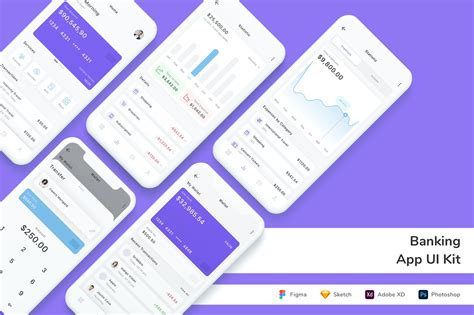 金融银行主题手机App UI界面设计套件 Banking App UI Kit 设计小咖