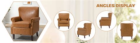 Amazon.com: HULALA HOME Faux Leather Accent Chairs Set of 2 with Rolled ...