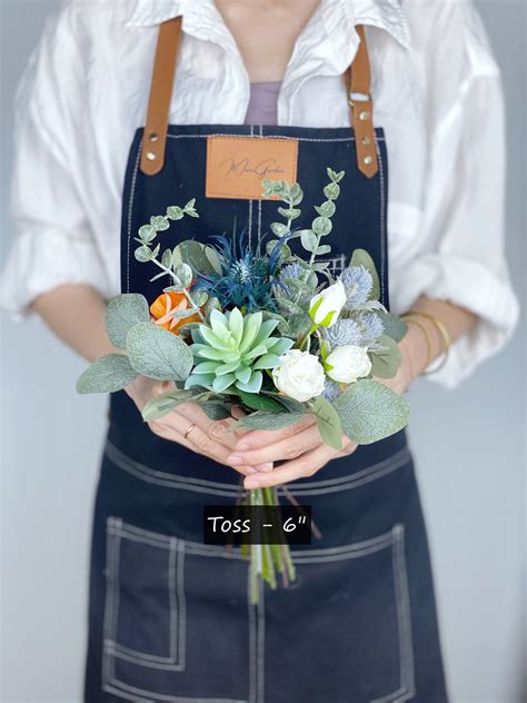 Blue Thistle Wedding Bouquet Dusty Blue Bridal Bouquet Etsy