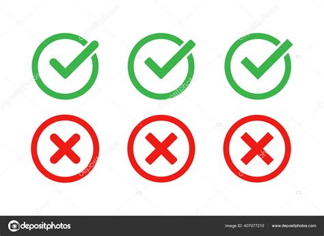 Green Check Mark Red Cross Icon Set Vector Isolated Elements Stock Vector by ©romabuxa1708@gmail ...