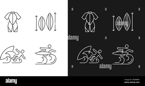 Surf Riding Linear Icons Set For Dark And Light Mode Stock Vector Image