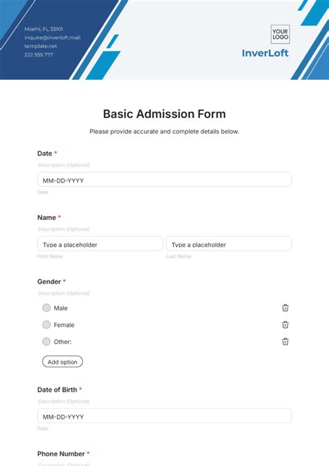 Free Admission Form Template to Edit Online 