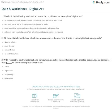 Quiz & Worksheet - Digital Art | Study.com