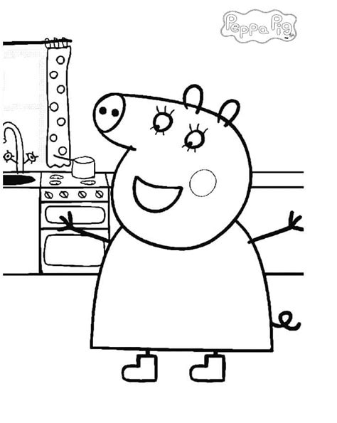 Momia Pig En La Cocina Para Colorear Imprimir E Dibujar Coloringonly