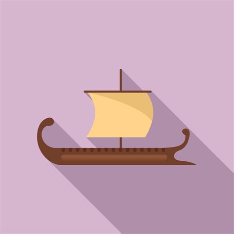 Ancient Greek Ship Icon Flat Vector Trireme Boat Vector Art