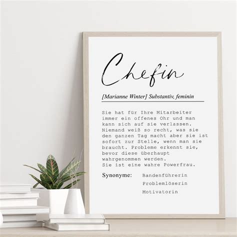 Poster CHEFIN personalisiert mit Namen als Geschenk für Chefin