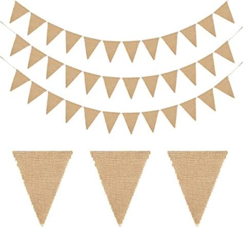 Jijacraft Pcs M Rustic Burlap Banner Bunting Linen Bunting Burlap