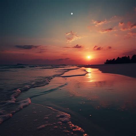 Premium AI Image | Golden Horizons Minimalist Beach Sunset