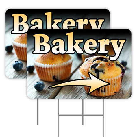 2 Pack Bakery Yard Signs 16 X 24 Double Sided Print With Metal