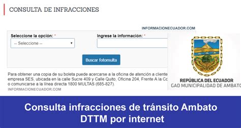 Consulta infracciones de tránsito Ambato DTTM por internet