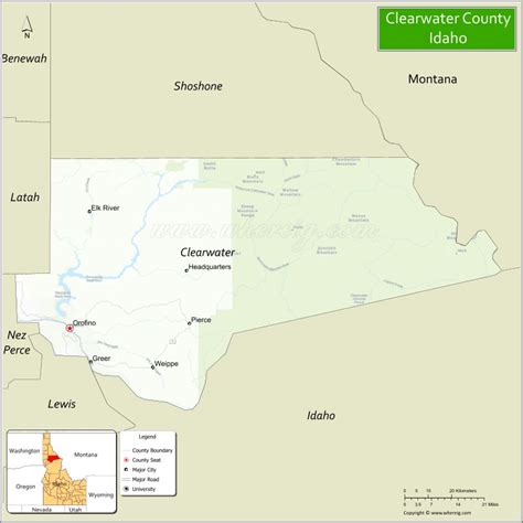 Map of Clearwater County, Idaho