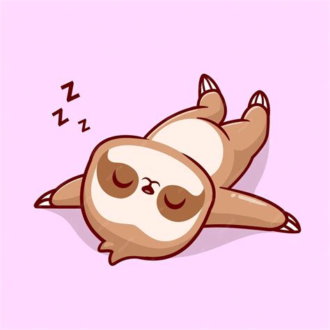 Free Vector Cute Sloth Sleeping Cartoon Vector Icon Illustration