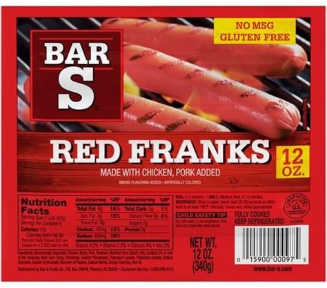 Bar S Classic Franks 12 Oz Nutrition Information Innit