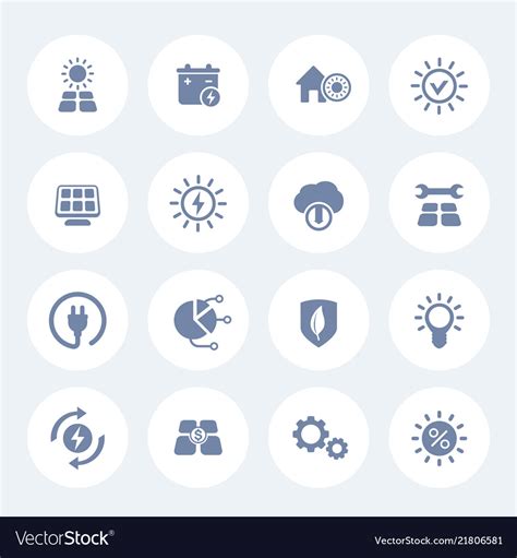 Solar Energy Icons Set Alternative Energetics Vector Image