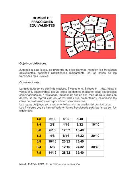 PDF Domino Fracciones Equivalentes Pdf DOKUMEN TIPS