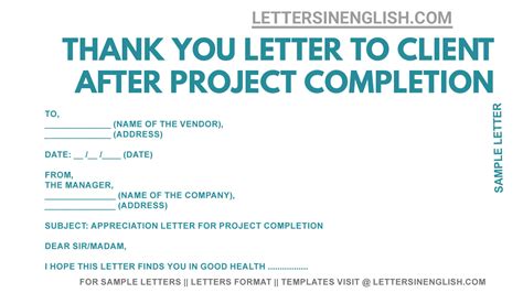 Thank You Letter To The Client After Project Completion - Letters in ...