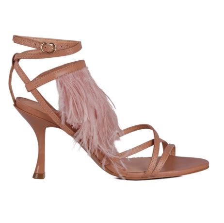 Sandália Salto Médio Nude Plumas Luiza Barcelos Avezzano Loja de Moda Online Calçados e