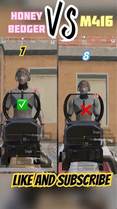 😜honey Badger Vs M416🔫damage Test Comparison 🔥camparisonbgmi