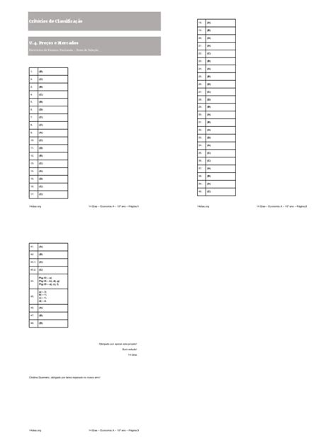 14 Dias U4 Itens De Selecao Criterios De Correcao Exercicios De Exame Pdf