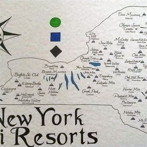 New York Ski Resorts Map Etsy