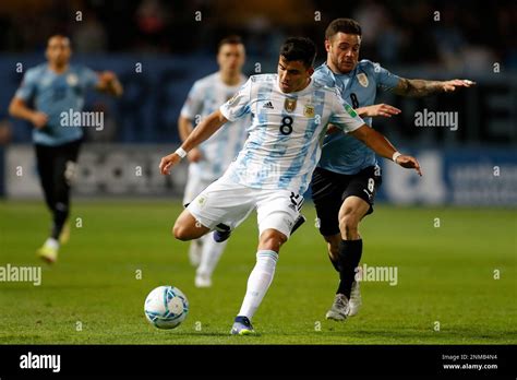 Argentina S Marcos Acuna Left And Uruguay S Nahitan Nandez Battle For