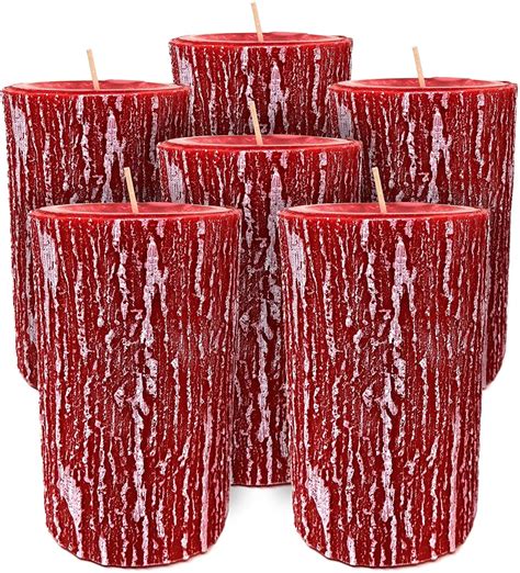 Hyoola 3 X 5 Inch Rubin Red Unscented Rustic Timberline Pillar Candles Paraffin Wax With Cotton