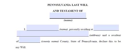 Fillable Pennsylvania Last Will And Testament Form Free Formspal