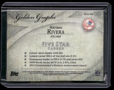 2014 Topps Five Star FSGG MR Mariano Rivera Golden Graphs 50 EBay