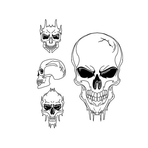 Premium Vector Skull Hand Drawn Doodle Illustrations Vector Set